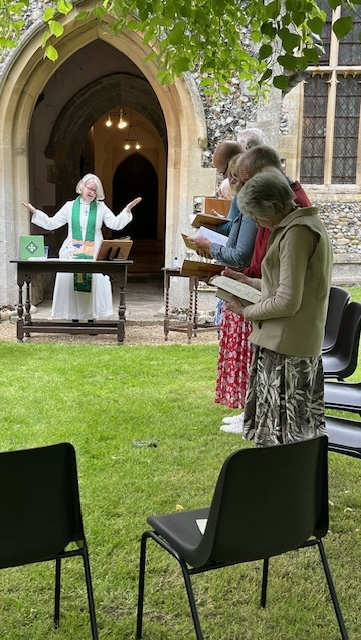 Whaddon St Marys Church service outside