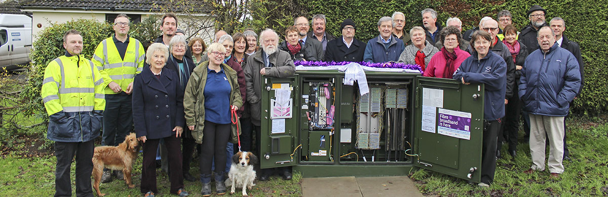 Event in December 2015 celebrating the arrival of Whaddon broadband